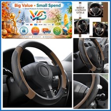 Universal 14.5-15 Inch Microfiber Leather Steering Wheel Cover Anti Slip Brown Universal 14.5-15 Inch Microfiber Leather Steering Wheel Cover Anti Slip Brown