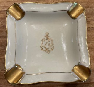 RARE 1930’S OCEAN LINER 4” PORCELAIN HAMBURG AMERIKA LINE HAPAG ASH TRAY