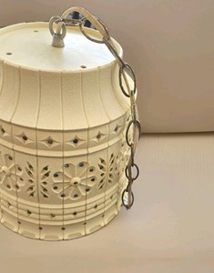Vintage Lawnware 2310 Jeweled Swag Hanging Lamp Retro Boho MCM Cottagecore Works