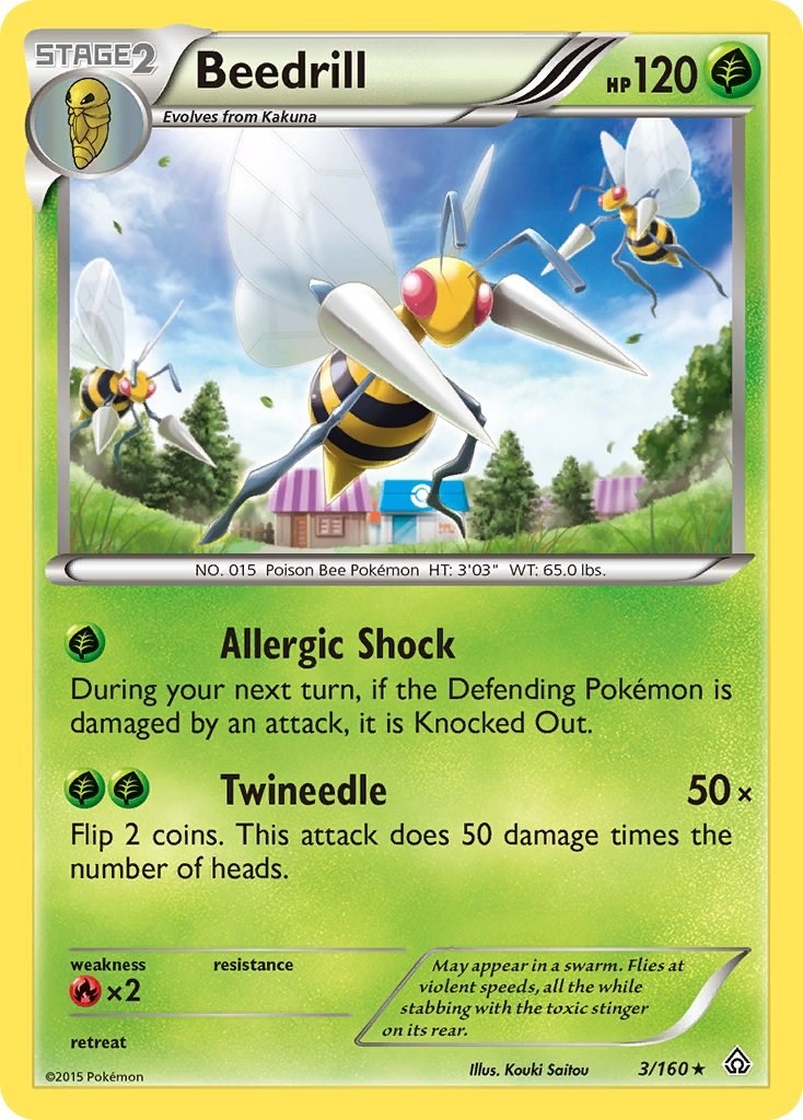 Beedrill (3/160) Reverse Holofoil Rare LP PRC XY - Primal Clash Pokemon TCG
