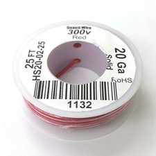 HS20-02-25 25FT 20AWG RED SOLID Electronic Electrical 300V Wire UL1007 80C