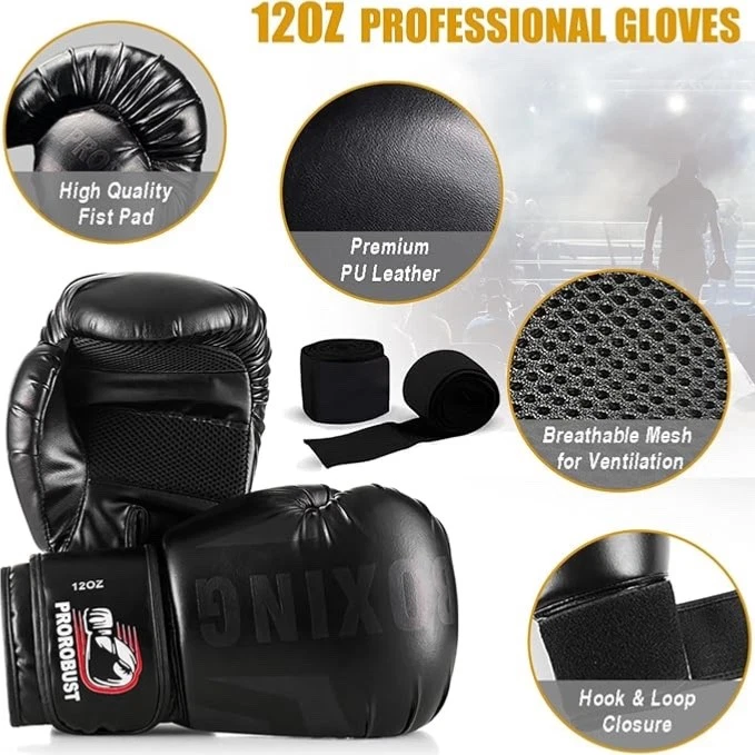 Boxsack-Set 120cm PU Heavy Duty mit 12OZ Boxhandschuhen für MMA Kickboxen Home - Bild 4 von 4