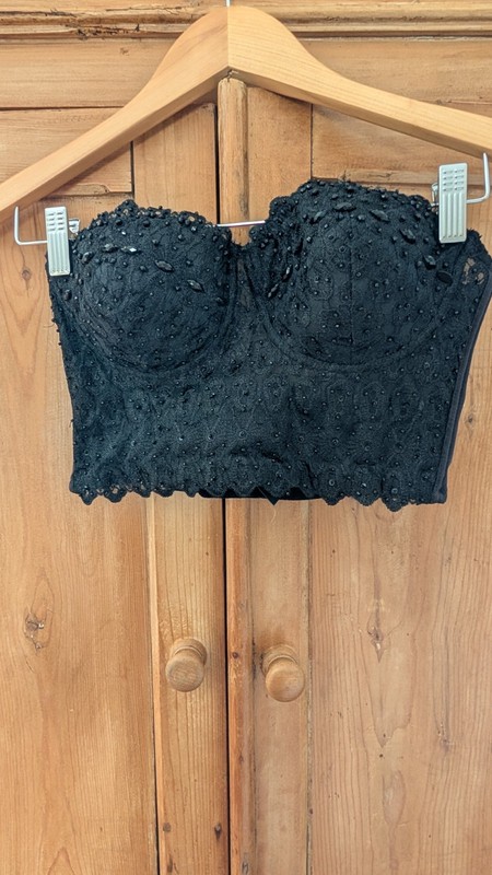 Bedazzled Bustier Strapless Bra Small #307