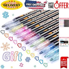 12-Pack Glitter Outline Markers   Perfect Birthday Gift for Artistic Tweens