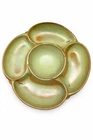 Vintage Frankoma Pottery Praise Green Relish Tray / Chip & Dip Server No. 818