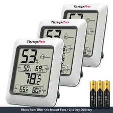 TempPro TP50 3 Pieces Digital Hygrometer Indoor Thermometer Room Thermometer and
