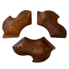 Vintage MCM Cal-Orig 618 USA Ceramic Faux Woodgrain Bowls Set of 3 Mid Century