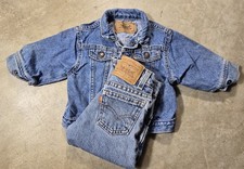 Vintage Levi's Denim Jacket Kids 24 M  550 Size 3 Denim Orange Tab USA Made