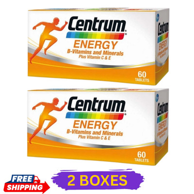 2 X 60's New Centrum Energy B-Vitamins and Minerals + Vitamin C & E EXP 06/2027