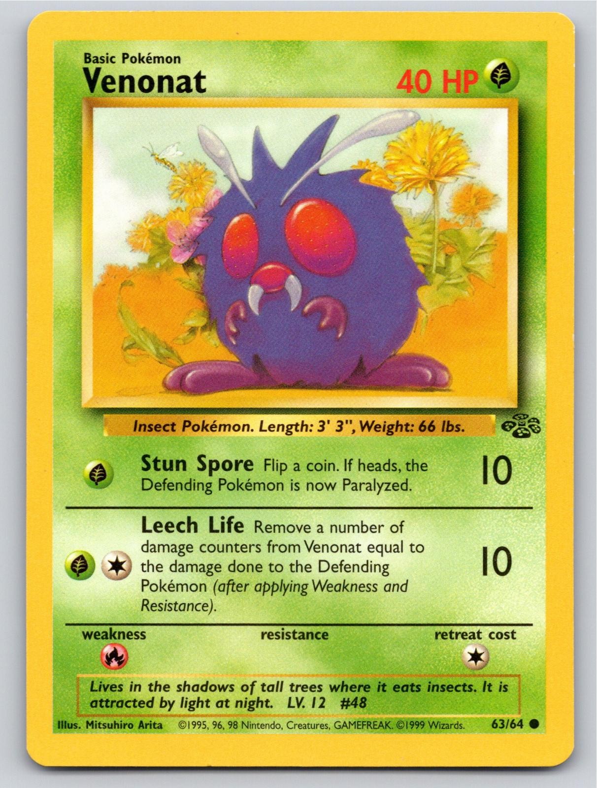 1999 POKEMON VENONAT JUNGLE 63/64 UNLIMITED C NM A88637 FREE S&H
