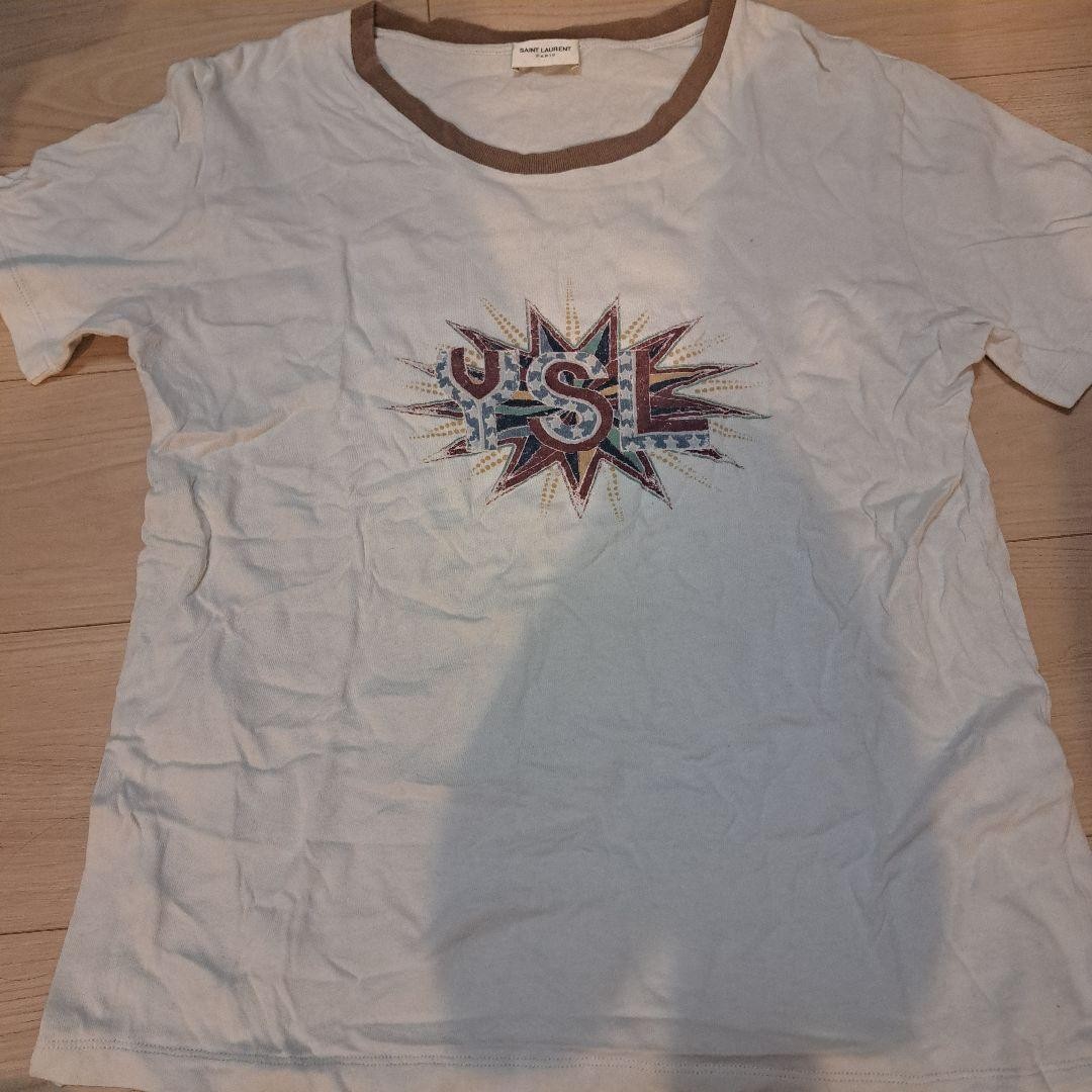 Autentica T shirt Saint Laurent manica corta grafica bianca taglia M donna