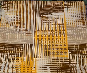 Vintage Abstract Print Satin Fabric 2 Yds x 44" 