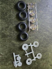 AMT 1/25 1955 Chevy Nomad model car Parts Firestone Tires & Stock Wheels  STKN90