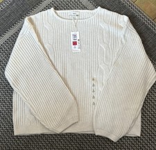Marks Spencer Ladies Jumper with Wool Natural Crew Neck Size Large rrp 25