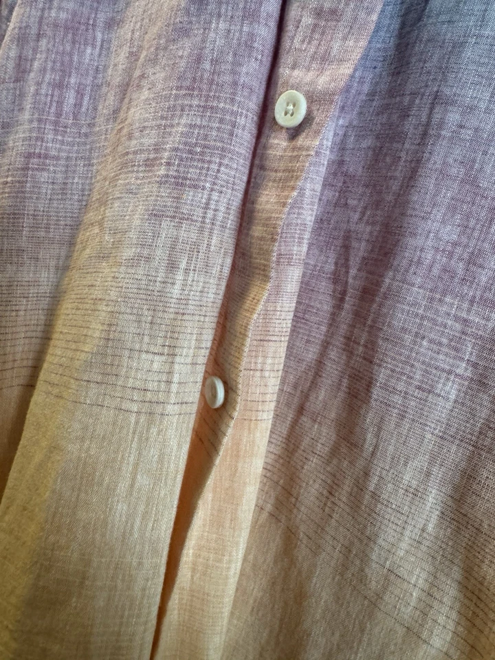 Johnston & Murphy Men's Long Sleeve Shirt Medium Blue, Beige Ombre, Button Front Foto 3 de 4