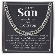 To My Son Necklace Cuban Link Chain, Birthday Gift from Mom Dad for Teens Boys