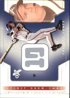 A2022- 2002 E-X hinter Dem Zahlen Spiel Trikot #13 Chipper Jones Trikot - Nm-Mt