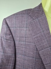 Canali 13290 Men's Purple Windowpane Check Sport Coat Jacket Size 52 R EU/ 42 US