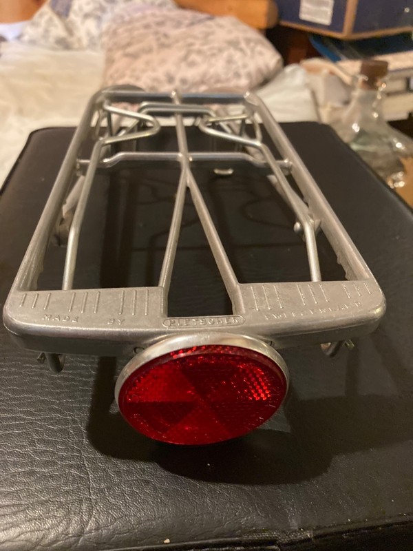 Vintage PLETSCHER Model RS Aluminum Rat Trap Bike Rack W/ Reflector Switzerland