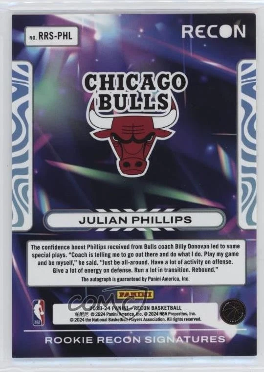 2023-24 Panini Recon Rookie Signatures Red /99 Julian Phillips #RRS-PHL Auto RC - Image 2 of 2