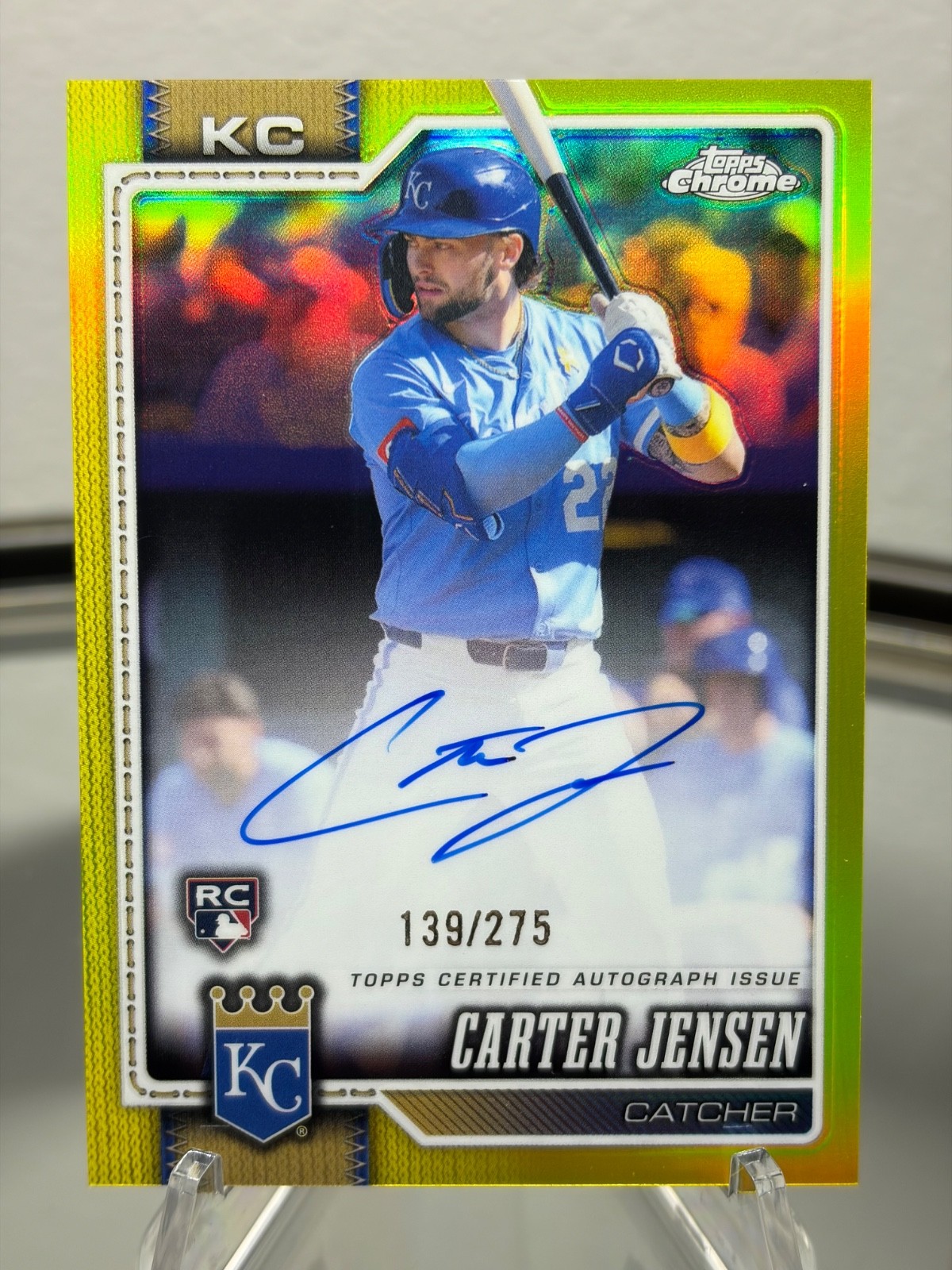 Topps 2026 Chrome - Carter Jensen RC (RA-CJ) - Yellow Auto 139/275 - K.C. Royals