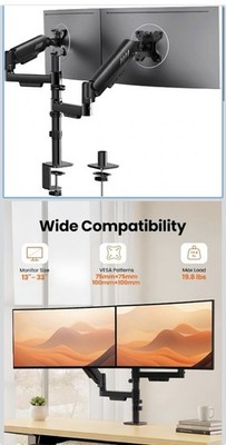 ErGear Dual Monitor Stand, Stacked Monitor Mount for 13-33  Screens