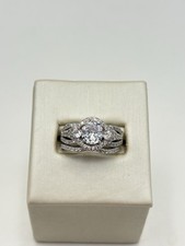 STERLING SILVER 925 WHITE ENGAGEMENT GEMSTONE 3.7mm BAND SIZE 7 RING 5.7g