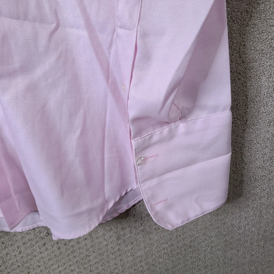 Camisa Stacy Adams Para Hombre 17 36/37 Rosa Calce Regular Vestido Manga Larga Puños Franceses Foto 3 de 4