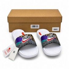 Nike Victori One Slide Print Women  s 7 White Multi Animal Print Sandals NIB