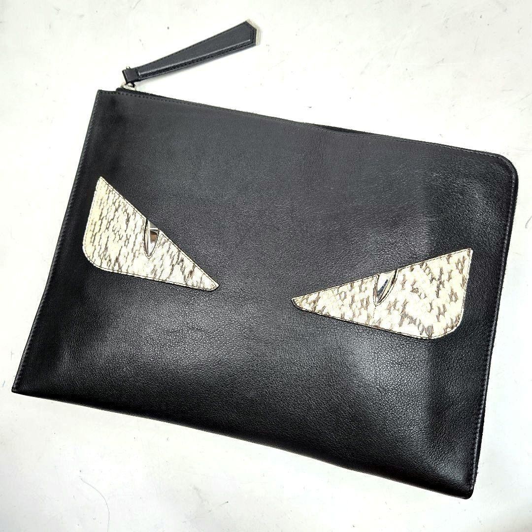 FENDI Python Bugs Clutch Bag Monogram Leather Use… - image 2