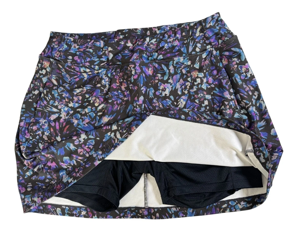 Blevonh Women's Plus Size L Blue /Black Tennis Skort Pocket Active