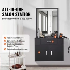 Uimoso Wall Mount Salon Barber Station Beauty Styling Cabinet,Drawer,with Mirror