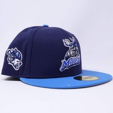 NWT 1/4 Navy Manitoba Moose AHL 59fifty New Era Fitted Hat Cap