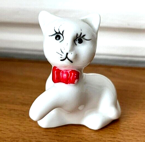 Figurine Chat Céramique Vintage - Miniature Chaton Gris, Collection