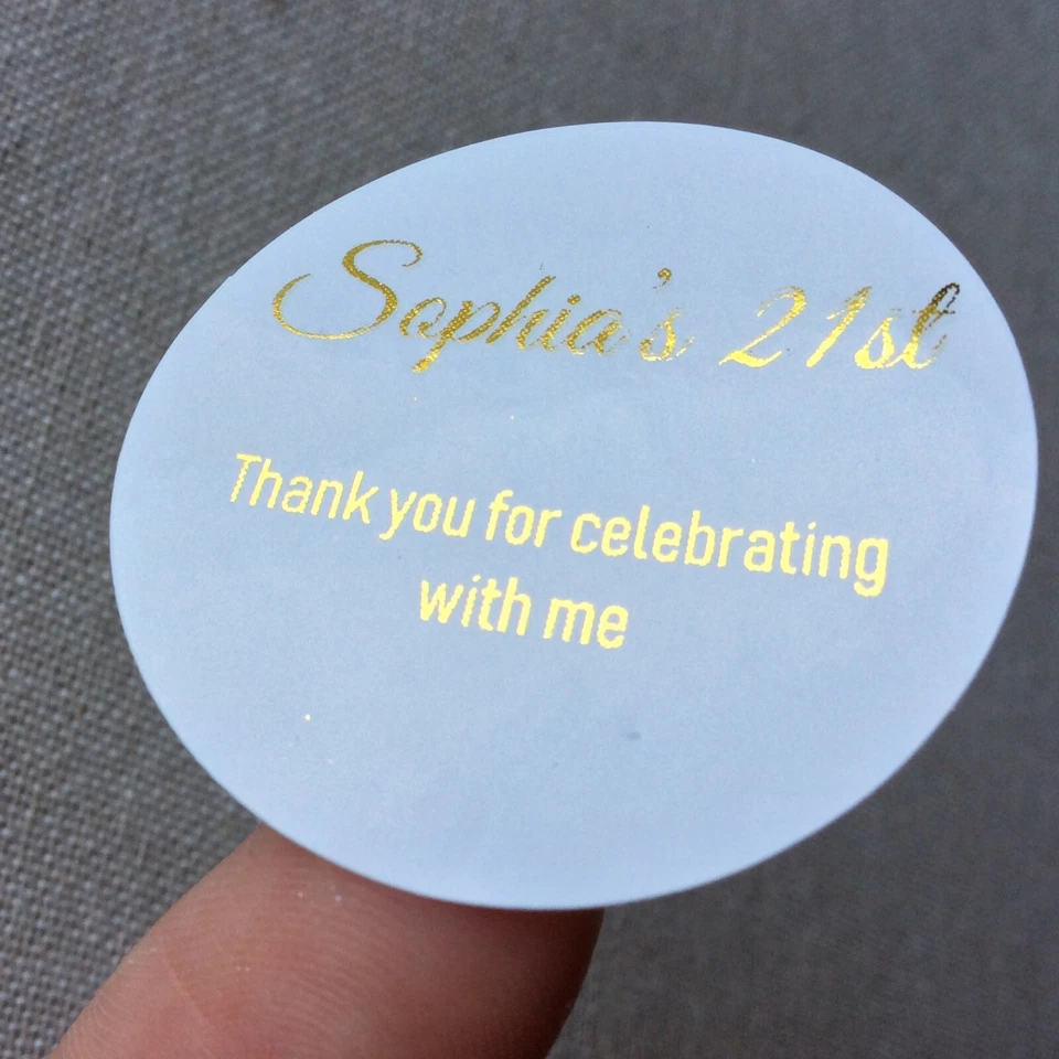 Lámina Azul Plateada Personalizada 21 Cumpleaños Fiesta Favor Caja Pegatinas Etiquetas Regalo Foto 2 de 4