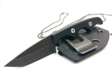 Tanto Horizontal Conceal Carry Fixed Blade Neck Knife Kydex Belt Clip Full-Tang