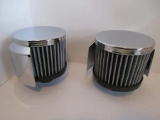 CHROME WASHABLE VALVE COVER BREATHER WITH HOOD PUSH IN STYLE PAIR #9516-2