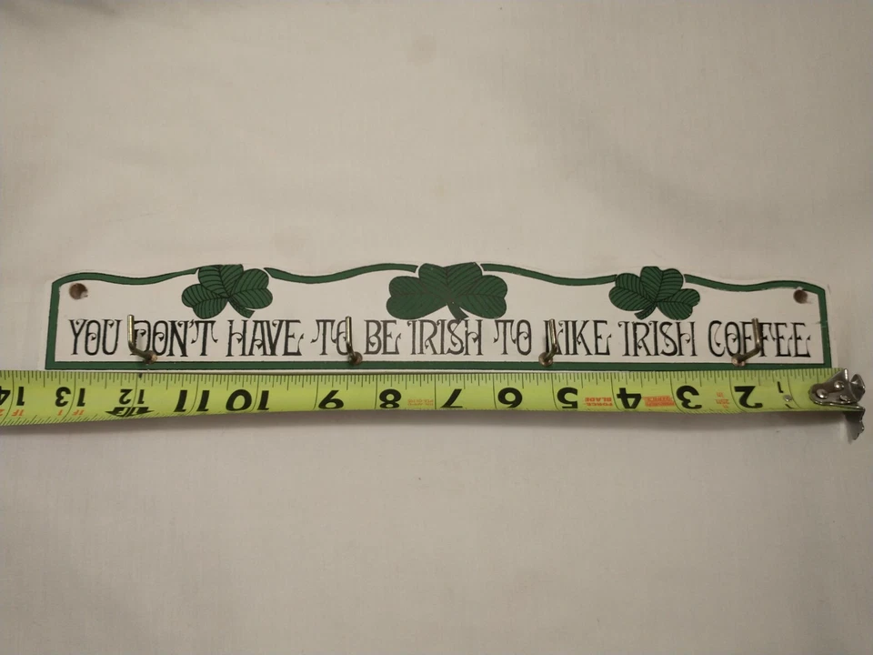 Wall Mounted 4 Mug Hook Rack "You Don't Have to be Irish to Like Irish Coffee" - Image 2 of 4