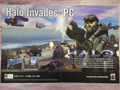 Halo Combat Evolved PC Original Xbox 2001 Double Page Promo Ad Art