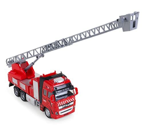 Toyland® 19cmDieCast Red PullBack And Go Toy FireEngine HL505-EXTENDABLELADDERTL - Picture 3 of 5