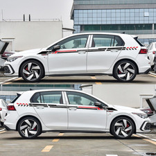 2Pcs Car Both Sides Body Vinyl Stickers Racing Stripes Graphics Decals DIY Trim