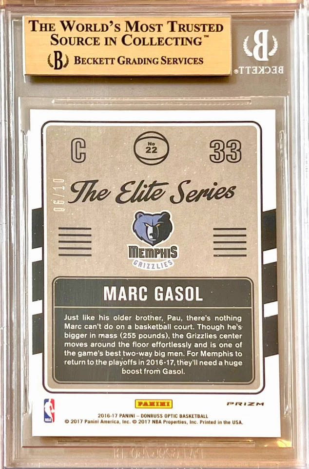 /10 POP 2 BGS 9.5 Marc Gasol 2016-17 Optic 第 1 年黄金 Prizm Elite 系列全息 — 第 2/4 张图片