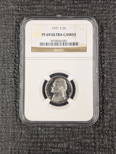 1971 S PF 69 ULTRA CAMEO JEFFERSON NICKEL 5C NGC; PR69 DCAM; TOP POP of 181