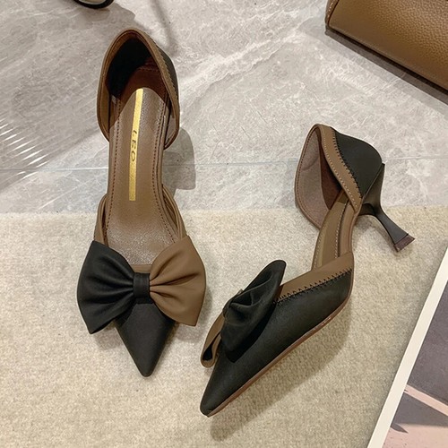 New Women Bowtie High Heels Pointed Toe Thin Heel Pumps Stilettos Party Shoes - Imagen 8 de 27