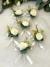 Blumen Anstecker Bräutigam Hochzeit Yaka Ignesi Cicegi Dügün Damat CremeWeiß