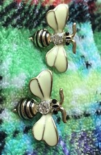  Bee Lovers Cute Enamel Gold-Toned Honey Bumble Bee Stud Earrings from England