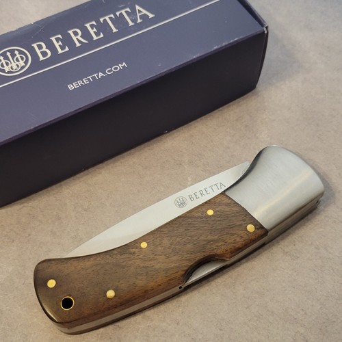 Beretta Steenbok Knife Made In Italy By Maserin Lockback 5" Closed Walnut Wood