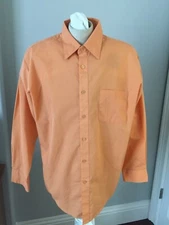 VTG Haband Men's Long Sleeve Front Button Down Peach Shirt L 16 32/33  48" Chest