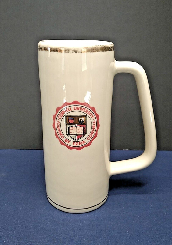 Cornell University Mini Beer Stein Coffee Mug Cup Gold Trim Vintage Lewis Bros