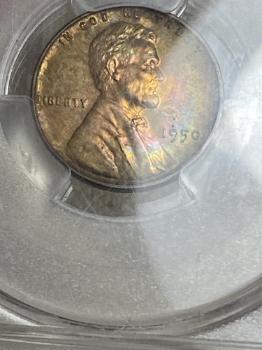 1950 PROOF LINCOLN CENT PCGS PR65RB GORGEOUS DUAL SIDED RAINBOW TONER - Picture 7 of 10